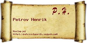 Petrov Henrik névjegykártya